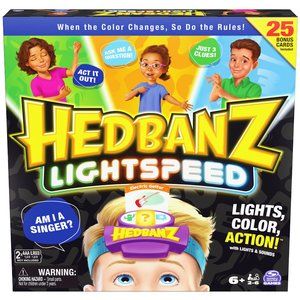 Hedbanz Lightspeed Game Walmart Exclusive with 25 Bonus Cards for Ages 6+